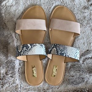 Qupid Snake Print Sandals